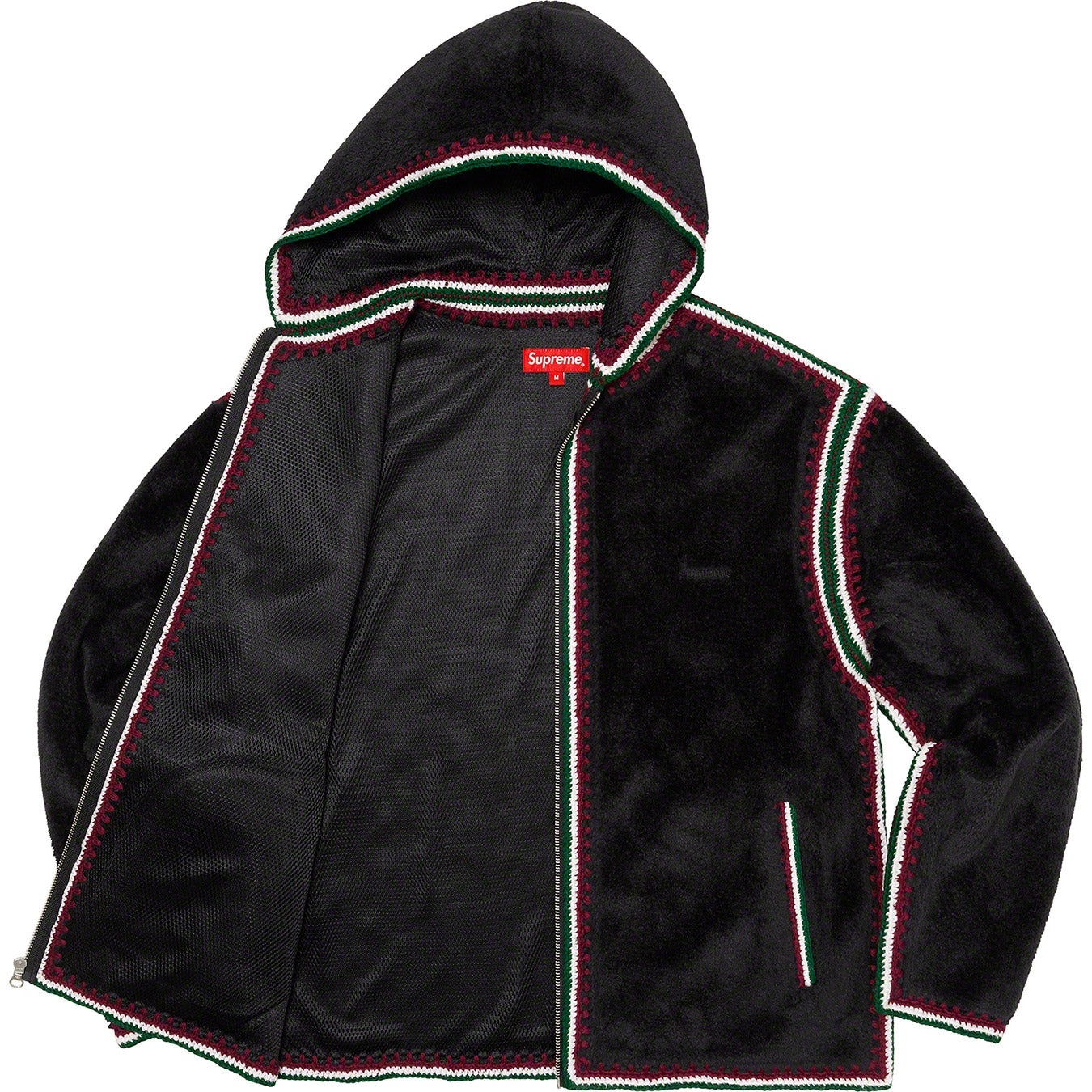 Crochet Edge Hooded Zip Up Top view 2